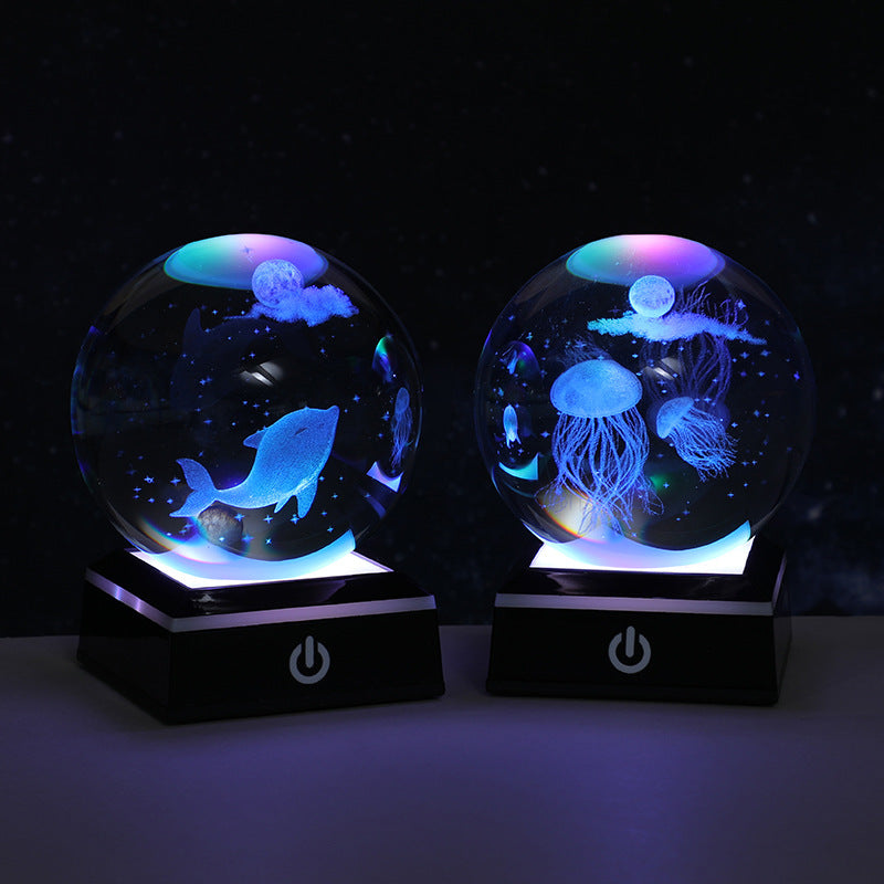 3D Inner Carving Crystal Ball Touch Sensor Night Light
